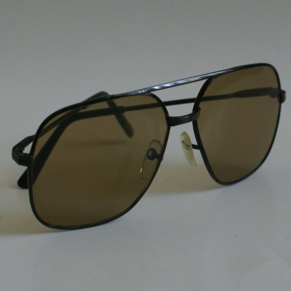 True Vintage Double Bridge Navigator glass amber lens sunglasses - Picture 3 of 4